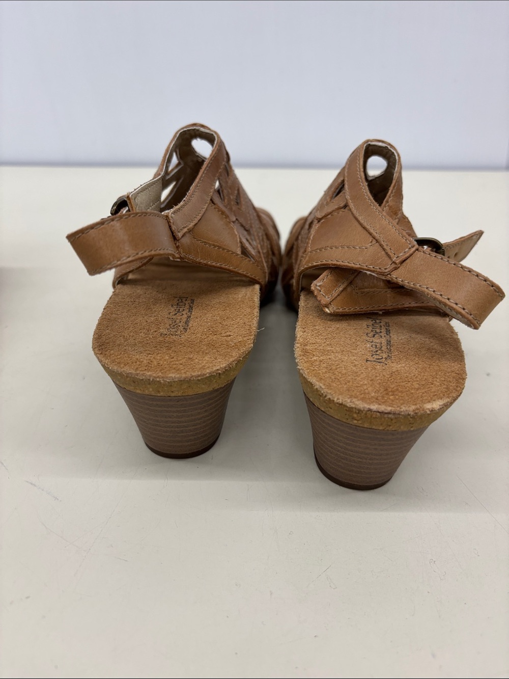 Josef Seibel Tan Cutout Slingback Heeled Sandals - Picture 3 of 7